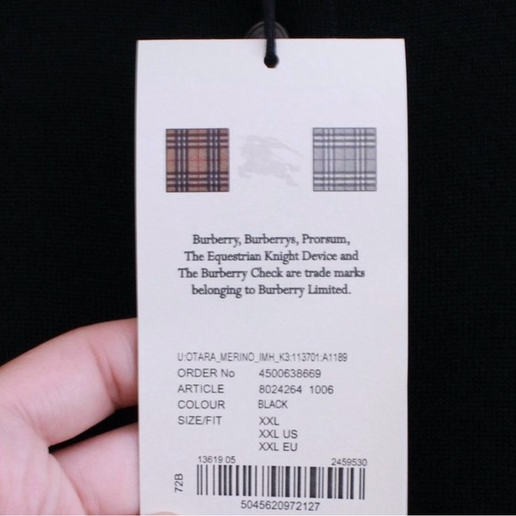 Burberry Uniform Button Front Black 100% Merino Wool Classic Cardigan - Picture 5 of 12